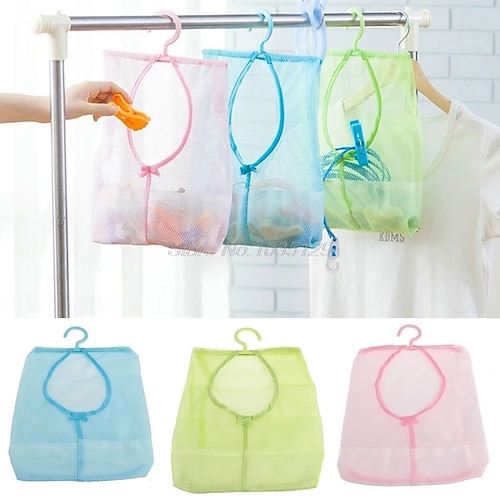 

Laundry Basket Kitchen Bathroom Clothesline Storage Dry Pillow Shelf Mesh Bag Hook Clothespin Multi-purpose Net Bag Organizer