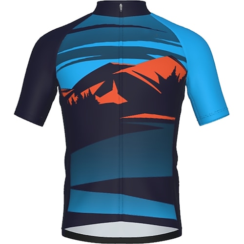 

21Grams Men's Cycling Jersey Short Sleeve Bike Jersey Top with 3 Rear Pockets Mountain Bike MTB Road Bike Cycling Breathable Quick Dry Moisture Wicking Reflective Strips Blue Polyester Spandex Sports