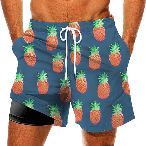 

Men's Swim Trunks Swim Shorts Quick Dry Board Shorts Bathing Suit with Pockets Compression Liner Drawstring Swimming Surfing Beach Water Sports Fruit Summer