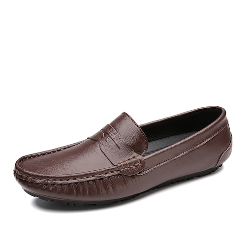 

Men's Loafers & Slip-Ons Moccasin Comfort Shoes Crib Shoes Casual Daily Office & Career Leather Black Brown Fall Spring