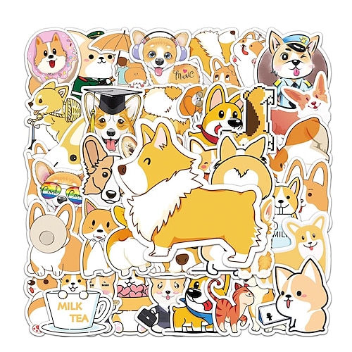 

50 sheets of cartoon corgi stickers luggage suitcase bicycle scooter waterproof car mobile phone decoration stickers