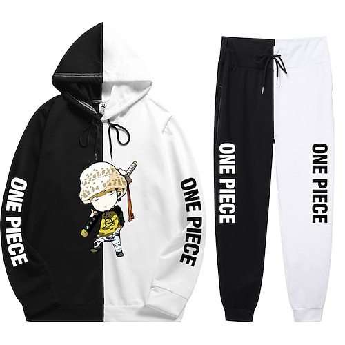 Anime One Piece Hoodies Sweatshirt Sweatpants Suits Men Women One Piece  Luffy Two Pieces Set Dropship Clothing