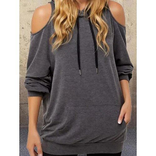 

Women's Hoodie Cut Out Hoodie Solid Color Sport Athleisure Shirt Long Sleeve Warm Breathable Soft Comfortable Everyday Use Street Casual Daily Activewear Outdoor