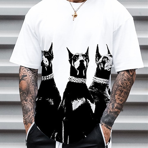 

Men's Unisex T shirt Tee Hot Stamping Dog Graphic Prints Crew Neck Street Daily Print Short Sleeve Tops Designer Casual Big and Tall Sports White / Summer