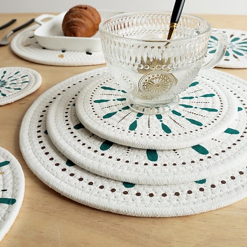 

Trivets for Hot Dishes,Kitchen Hot Pads for Countertops,Woven Wood Place Mats for Dining Table,Heat Resistant Holders