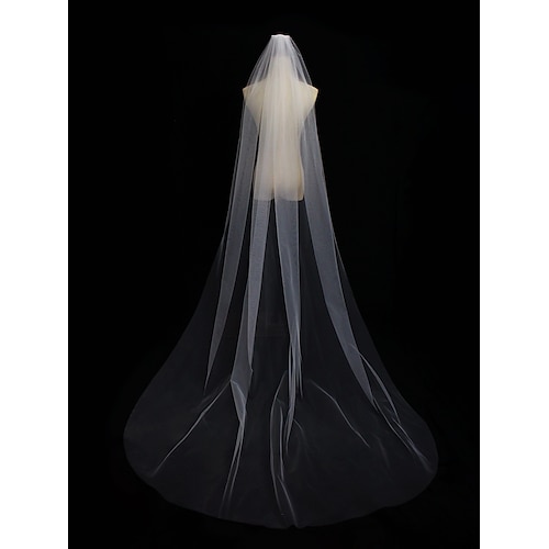 

One-tier Classic & Timeless / Elegant & Luxurious Wedding Veil Chapel Veils / Cathedral Veils with Pure Color Tulle