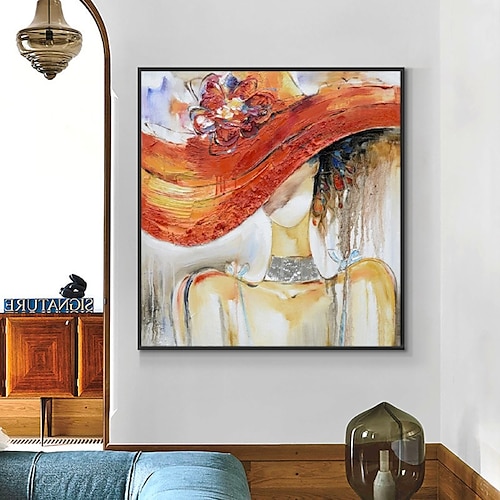 

Handmade Hand Painted Oil Painting Wall Art Abstract Woman Figure Painting Home Decoration Decor Rolled Canvas No Frame Unstretched