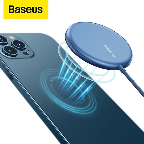 

Baseus Simple Mini Magnetic Wireless Charger(suit for IPhone 12 with Type-C cable 1.5m) Blue