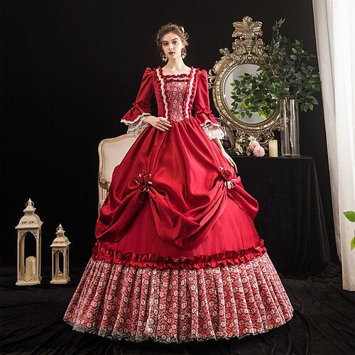 

Princess Shakespeare Gothic Rococo Vintage Inspired Medieval Dress Party Costume Masquerade Women's Costume Vintage Cosplay Party Masquerade Wedding Party 3/4-Length Sleeve Ball Gown Dress Christmas
