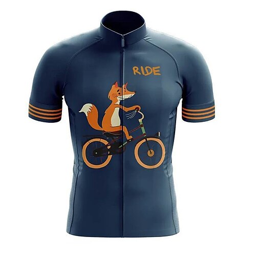 

21Grams Men's Cycling Jersey Short Sleeve Bike Top with 3 Rear Pockets Mountain Bike MTB Road Bike Cycling Breathable Quick Dry Moisture Wicking Reflective Strips Blue Fox Polyester Spandex Sports