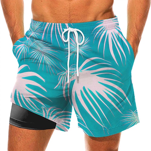 

Men's Swim Trunks Swim Shorts Quick Dry Board Shorts Bathing Suit with Pockets Compression Liner Drawstring Swimming Surfing Beach Water Sports Floral Summer