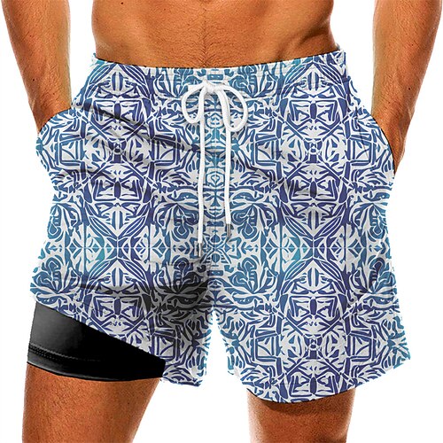 

Men's Swim Trunks Swim Shorts Quick Dry Board Shorts Bathing Suit with Pockets Compression Liner Drawstring Swimming Surfing Beach Water Sports Floral Summer / Stretchy