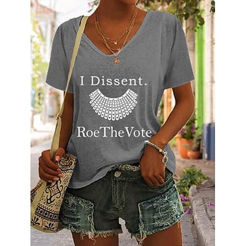 

Women's Vote Ruthless Pro Roe 1973 Feminist Daily T shirt Tee Short Sleeve Print Round Neck Basic Essential Tops Gray S