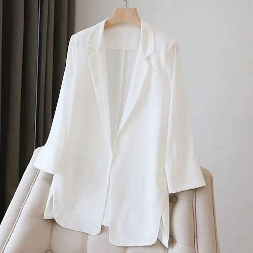 

Femme Grande taille blazer Poche Plein Extérieur Vacances manche longue Col rabattu Normal Automne Printemps Noir Blanche L XL XXL 3XL