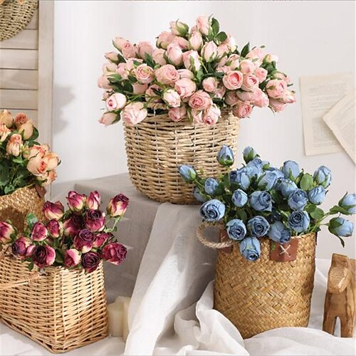 

1Pcs Retro Silk flower Desktop decoration with 7 Heads of Simulated Dried flowers Roses 4925cm/1910""