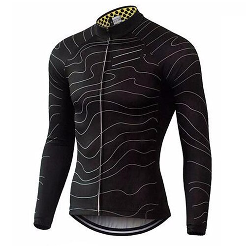 

21Grams Men's Cycling Jersey Long Sleeve Bike Top with 3 Rear Pockets Mountain Bike MTB Road Bike Cycling Breathable Quick Dry Moisture Wicking Reflective Strips Black Polyester Spandex Sports
