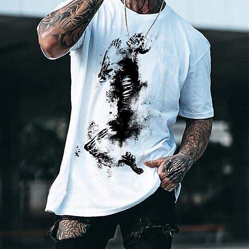 

Men's Unisex T shirt Tee Skull Crew Neck White Print Outdoor Street Short Sleeve Print Clothing Apparel Sports Designer Casual Big and Tall / Summer / Summer