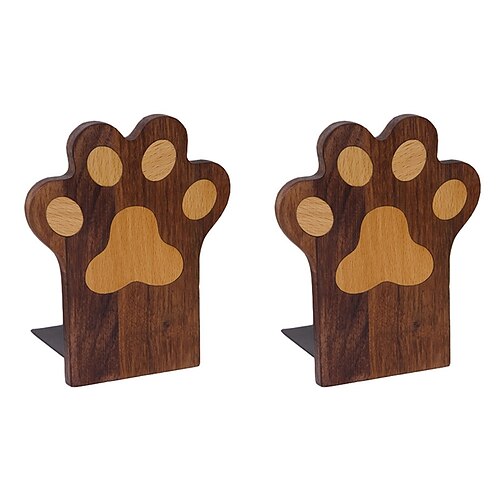 

Natural Wood Book Stand Cat Claw Shape Desk Organizer Holder for Office Home