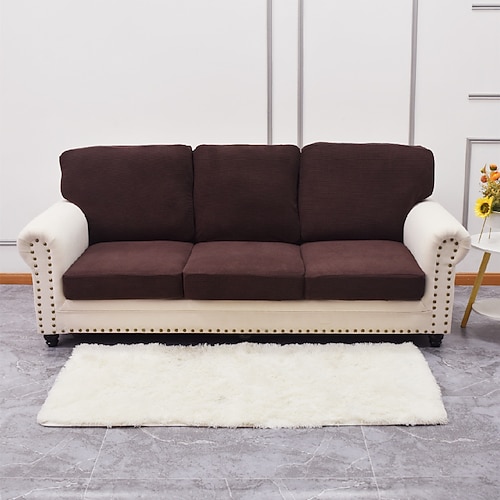

Stretch Sofa Seat T Cushion Cover Box Cushion Slipcover Elastic Couch Armchair Loveseat 4 Or 3 Seater Grey Plain Solid Soft Durable Washable(Sold by Piece/Not All Set)