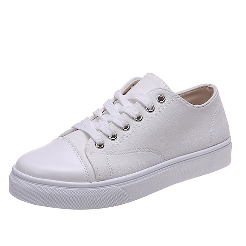 

Women's Sneakers Flats Plus Size Canvas Shoes White Shoes Flat Heel Walking Shoes Canvas Lace-up Black Purple Yellow