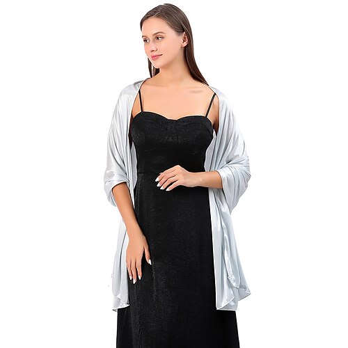 

1pcs Women Shawls Scarf For Dresses Evening Party Wrap Wedding Bridal Satin Pure Color Cape