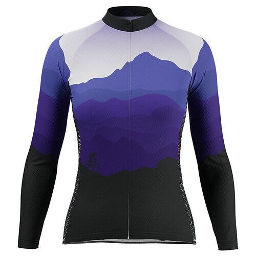

21Grams Women's Cycling Jersey Long Sleeve Bike Top with 3 Rear Pockets Mountain Bike MTB Road Bike Cycling Breathable Quick Dry Moisture Wicking Reflective Strips Green Purple Grey Graphic Polyester
