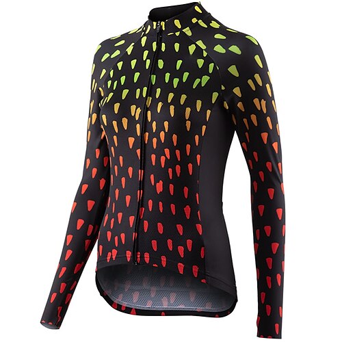 

21Grams Women's Cycling Jersey Long Sleeve Bike Jersey Top with 3 Rear Pockets Mountain Bike MTB Road Bike Cycling Breathable Quick Dry Moisture Wicking Reflective Strips Black Graphic Polyester