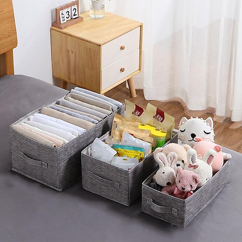 

1pc gris tissu art sans couvercle pour ranger les vêtements tri vêtements boîte de rangement vêtements boîte de rangement