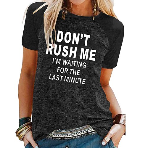 

Women's Casual Daily Holiday T shirt Dress Graphic Patterned Letter Short Sleeve Print Round Neck Basic Tops Green Blue Light gray S