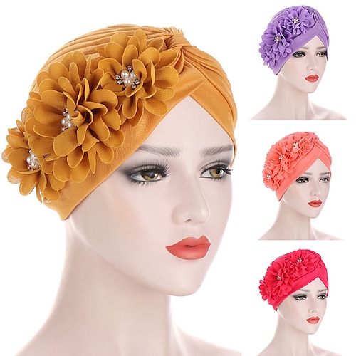

Solid Color Flower Muslim Elastic Turban Caps Women Islamic Inner Hijab Caps Arab Wrap Head Femme Musulman Turbante Ladies Hair Accessories Indian Cap