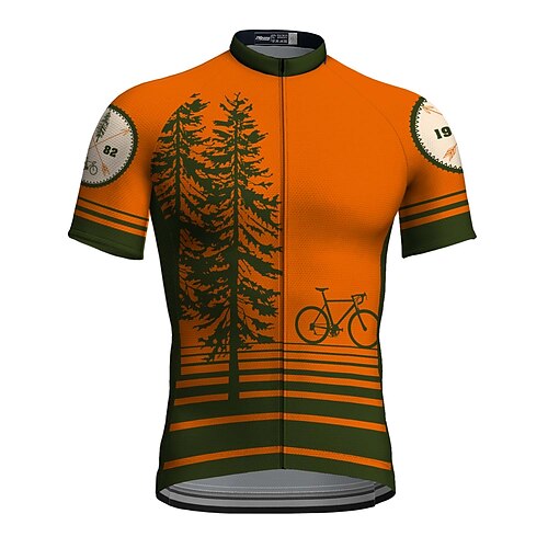 

21Grams Men's Cycling Jersey Short Sleeve Bike Top with 3 Rear Pockets Mountain Bike MTB Road Bike Cycling Breathable Quick Dry Moisture Wicking Reflective Strips Orange Polyester Spandex Sports