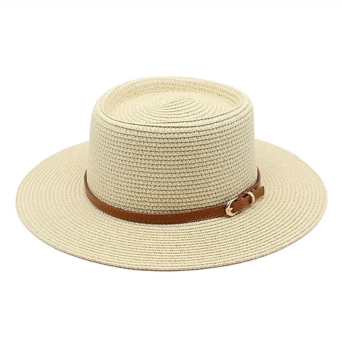 

Women's Sun Hat Straw Hat Sports & Outdoor Daily Holiday Solid / Plain Color Straw Vacation Simple Style Beach Sunscreen 1 pcs