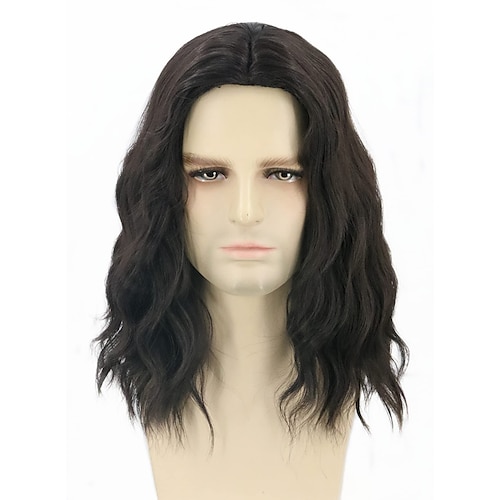 

Topcosplay Men Wigs Black Short Curly Hair Funny Wigs for Man Party Wig Synthetic Wiigs