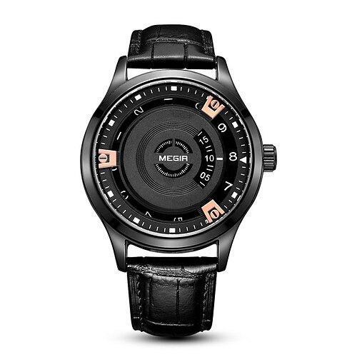 

New 1067 Megir Megir Watch Sports Waterproof Men'S No-Pointer Genuine Leather Simple Fashion Trend Quartz Watch