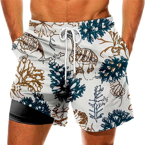 

Men's Swim Trunks Swim Shorts Quick Dry Board Shorts Bathing Suit Compression Liner with Pockets Drawstring Swimming Surfing Beach Water Sports Printed Spring Summer