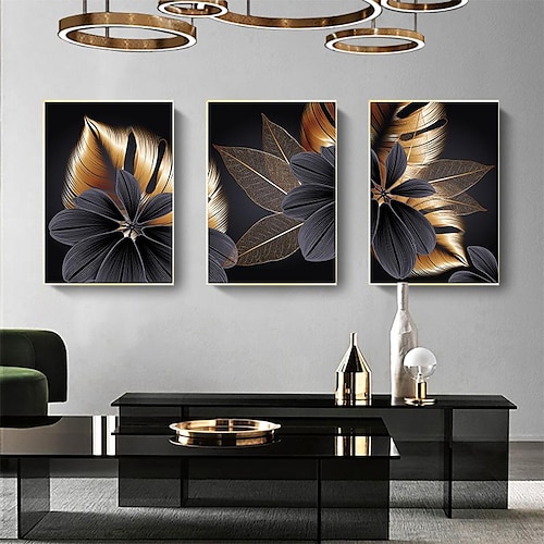 

Botanical Tropical Plant Prints Posters/Picture Black Gold Large Leaf Modern Wall Art Wall Hanging Gift Home Decoration Rolled Canvas No Frame Unframed Unstretched Multiple Size