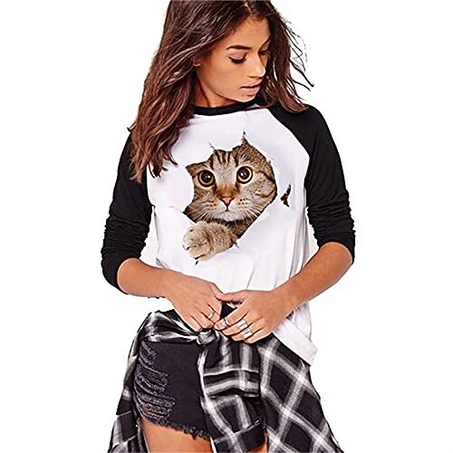 

Men's Women's Tee / T-shirt Crew Neck Cat Sport Athleisure Shirt Long Sleeve Warm Breathable Soft Comfortable Everyday Use Street Casual Athleisure Daily Outdoor