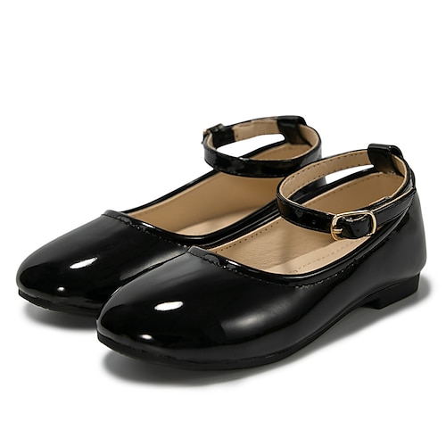 

Girls' Flats Flower Girl Shoes School Shoes PU Cosplay School Shoes Little Kids(4-7ys) Daily Festival Indoor Outdoor Play Buckle Magic Tape Black Spring Summer