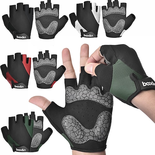 

BOODUN Bike Gloves Cycling Gloves Fingerless Gloves Windproof Warm Breathable Quick Dry Sports Gloves Mountain Bike MTB Outdoor Exercise Cycling / Bike Mesh Black White Black Red Black Green for