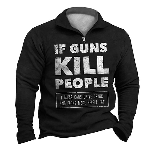 

Men's Unisex Zip Up Sweatshirt Pullover Graphic Prints Letter Quarter Zip Print Daily Sports 3D Print Designer Casual Hoodies Sweatshirts Black Gray Army Green
