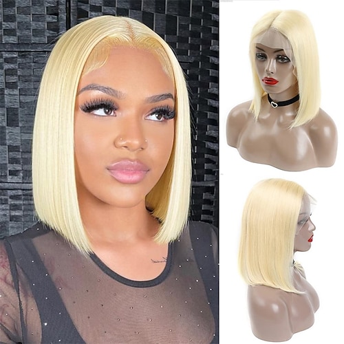 

613 Blonde Bob Wig Human Hair 4x4 Lace Front Wigs Human Hair For Black Women Blonde Bob Wig Lace Front Virgin Hair Colored Full Lace Bob Wigs With Baby Hair 180% Density