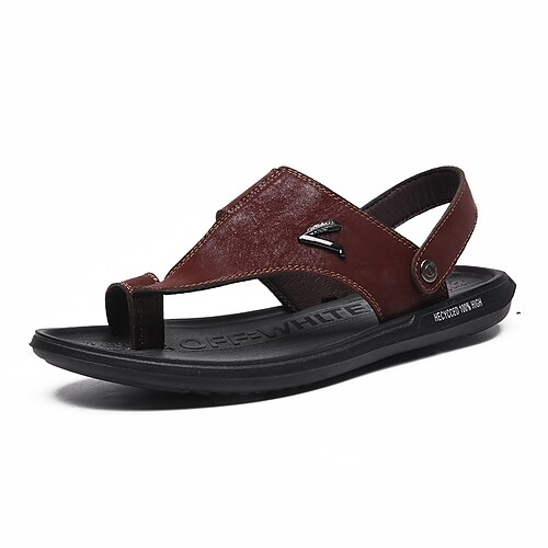 

Hombre Sandalias Zapatillas y flip-flops Casual Estilo playero Diario Cuero de Napa Negro Marrón Primavera Verano