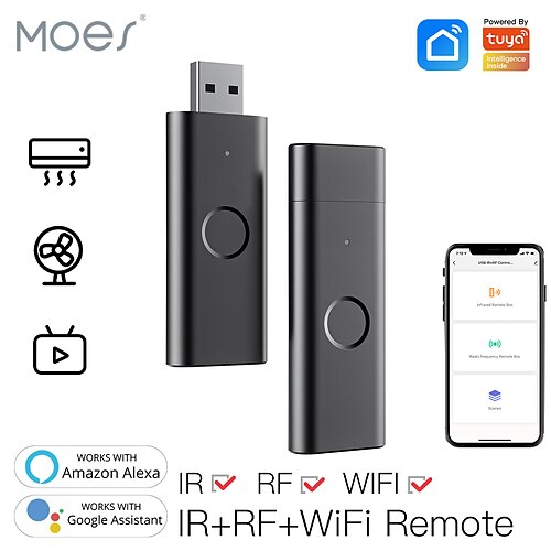 

Tuya Smart Infrared WiFi Remote Controller Wireless USB IRRF Controller for TV Fan Smart Home Automation Support Alexa Google Home for Daily / Living Room / Bedroom APP