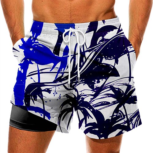 

Herre Badeshorts Hurtigtørkende Surfeshorts Badedrakt Med lommer Kompresjonsforing Snorer Svømming Surfing Strand Vannsport Blomster Sommer