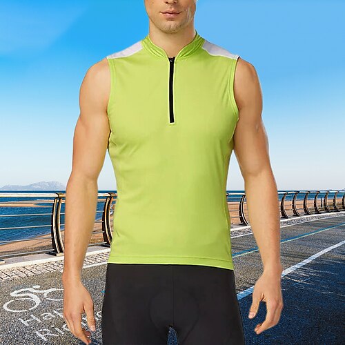 

21Grams Men's Cycling Jersey Cycling Vest Sleeveless Mountain Bike MTB Road Bike Cycling Yellow Bike Jersey Breathable Quick Dry Back Pocket Sweat wicking Sports Solid Color Patterned Clothing Apparel