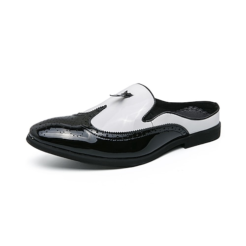 

Herren Cloggs Pantoletten Bullock Schuhe Karierte Schuhe im britischen Stil Komfort Schuhe Casual Britisch Täglich Party Abend PU Weiß Farbblock Herbst Frühling