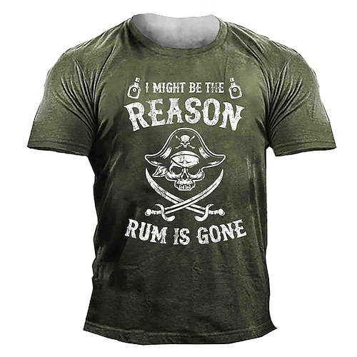 

Men's Unisex T shirt Tee 3D Print Graphic Patterned Skull Letter Crew Neck Street Daily Print Short Sleeve Tops Designer Casual Vintage Big and Tall Black Army Green Navy Blue / Summer