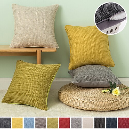 

Cotton Linen Pillowcase 1 pcs Polyester Pillow Cover Solid Color Casual Modern Square Seamed Traditional Classic