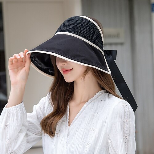 

Women's Stylish Sun Hat Street Dailywear Daily Splice Color Block Beige Yellow Hat Portable Sun Protection Comfort