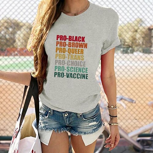 

Women's T shirt Tee Vote Ruthless Pro Roe 1973 Feminist Casual T shirt Tee Short Sleeve Round Neck Basic Essential Green White Black S